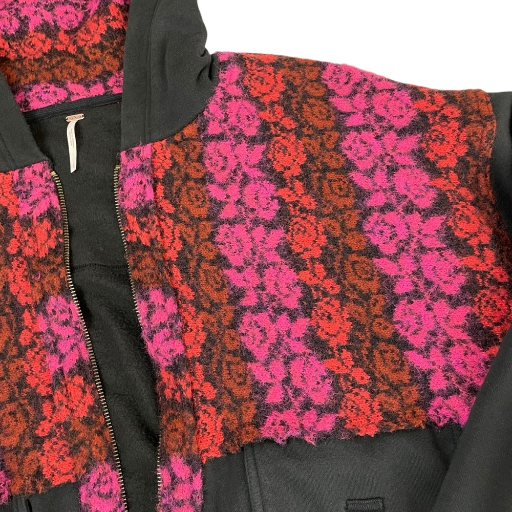 Free People Rockwell Sweater Bomber Jacket Hoodie Colorblock Large - Picture 6 of 13